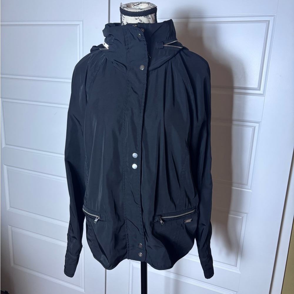 Abercrombie & Fitch Jacket Large Black Coat Hooded Wind Water‎ Resistant